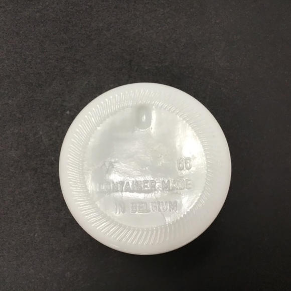 Vintage Milk Glass Apothecary Bottle with Purple Flowers, Made in Belgium - Picture 8 of 8